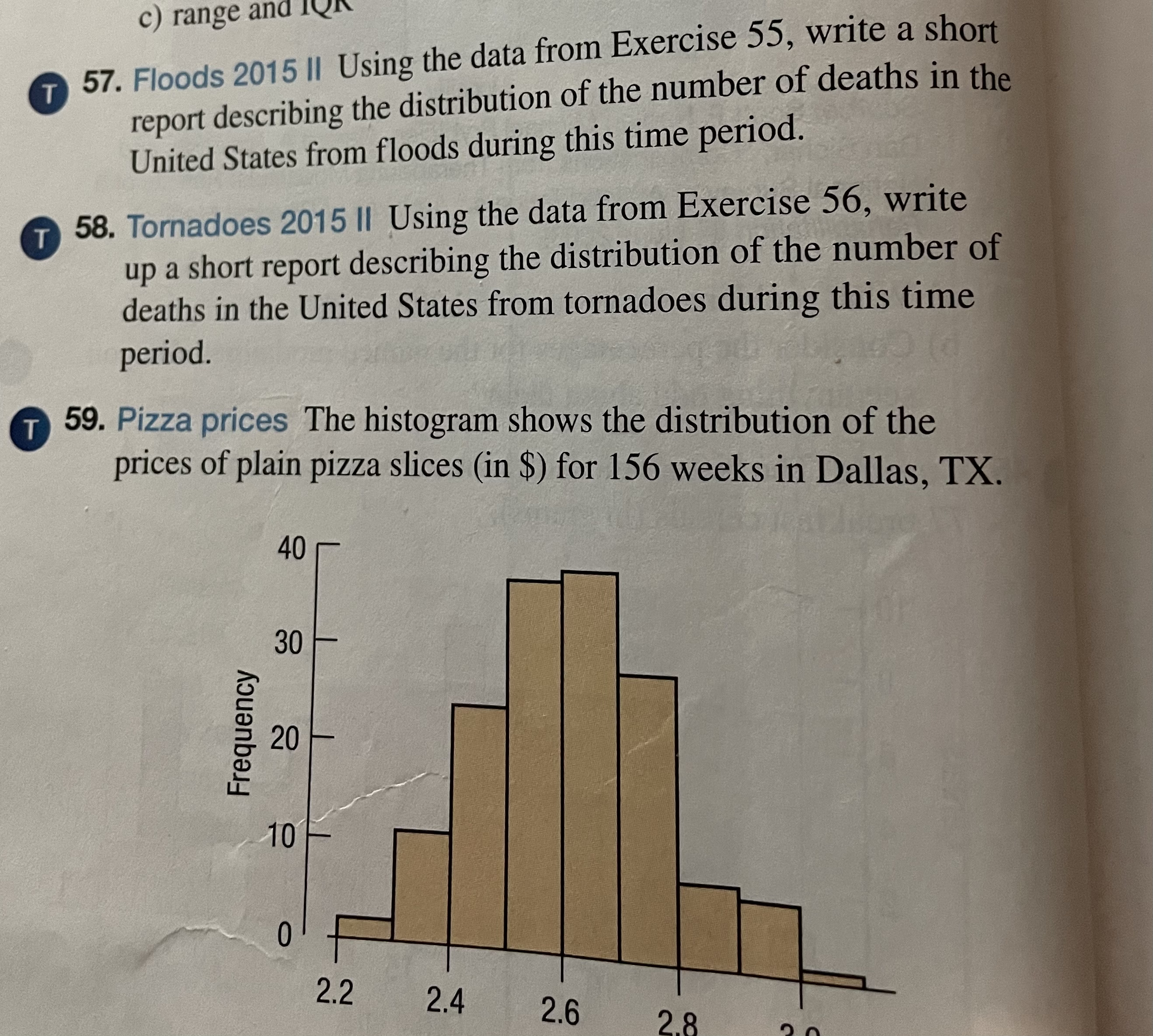 Please answer number 55 and 57 c) range and IQA 57. Floods