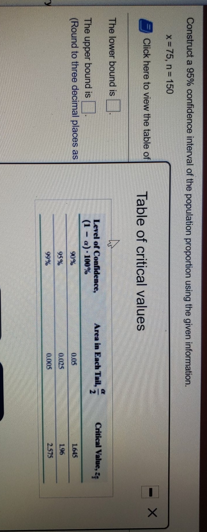 pls help with hw question Construct a 95% confidence interval of the