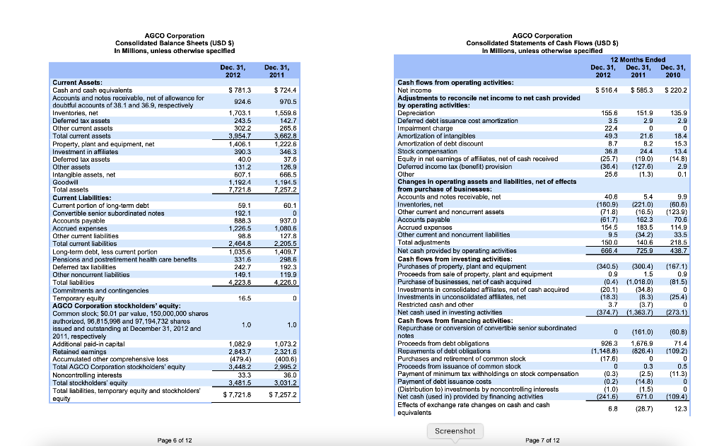Q 1+2, please demonstrate using T (Beg-End). Thank you! AGCO Corporation Consolidated