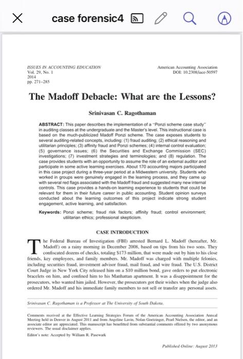 case study form Q3 to Q6 please case forensic4 Q ISSUES IN