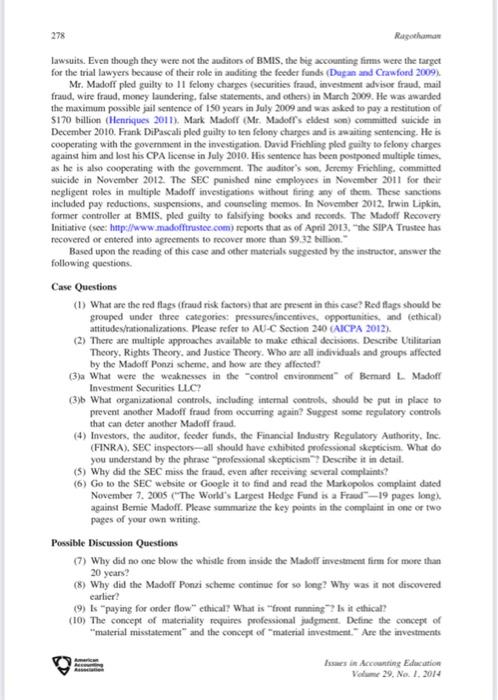 and utilitarian principles (3) affinity fraud and Pon schemes: (4) intemal control