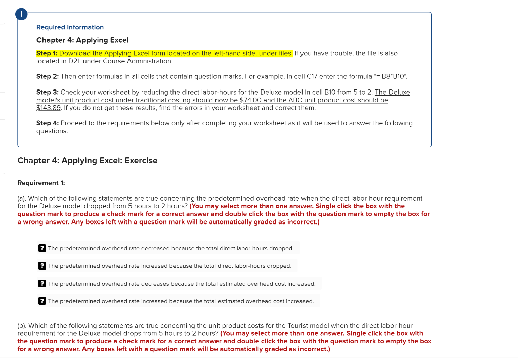 Required information Chapter 4: Applying Excel Step 1: Download the Applying