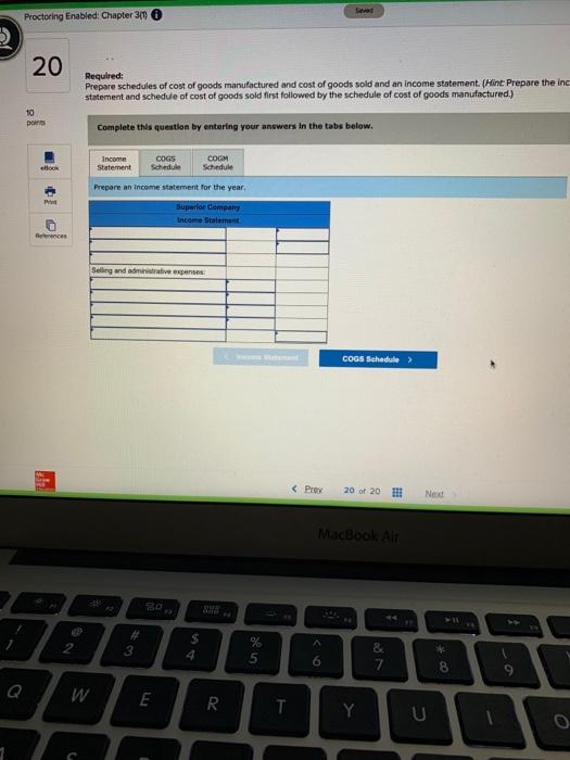 Cost of Goods Manufactured and cost of Goods Sold; Income Statement (LO3-3)