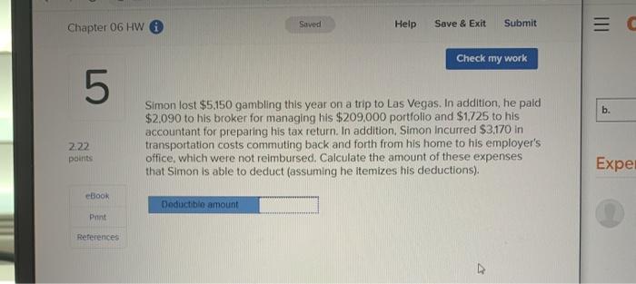  Saved Help Chapter 06 HW Save & Exit Submit C Check