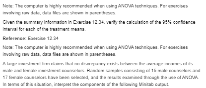 incomes of its male and female investment counselors. Random samples consisting of