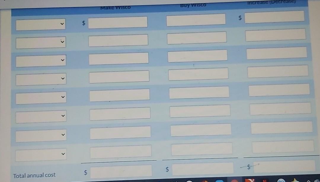 called WISCO, is a component of the company's finished product. The following