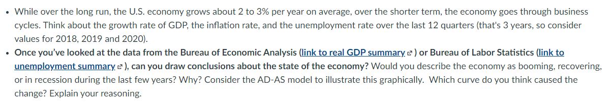 While over the long run, the U.S. economy grows about 2 to