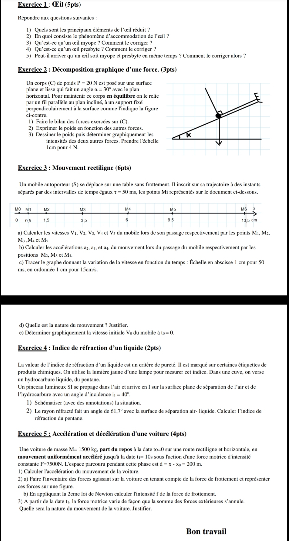 Exercice 1 : (Eil (Spts) Rpondre aux questions suivantes : l) Quels