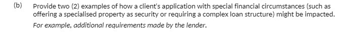 (b) Provide two (2) examples of how a client's application with