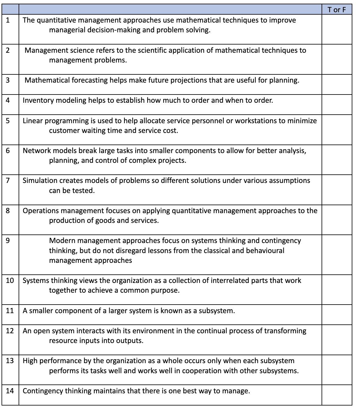answer the true and false and multiple choice questions I'I The quantitative