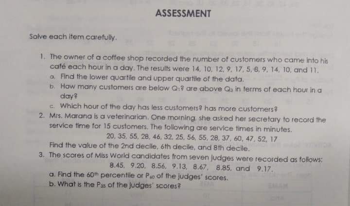 of handwritten. thanks! ADDITIONAL ACTIVITIES Complete the Cross Quantile Puzzle by finding