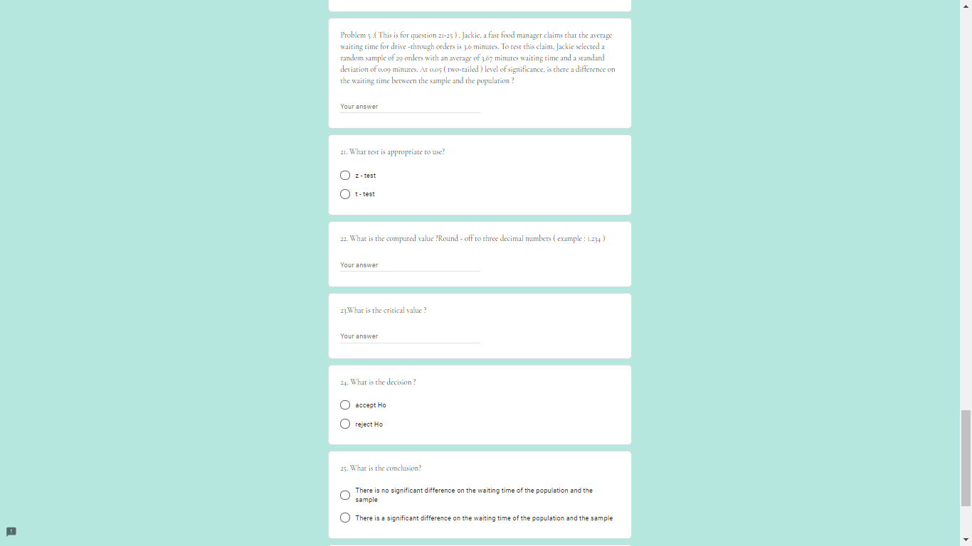 o.05 level of significance, test the hypothesis. Your answer 1. What test