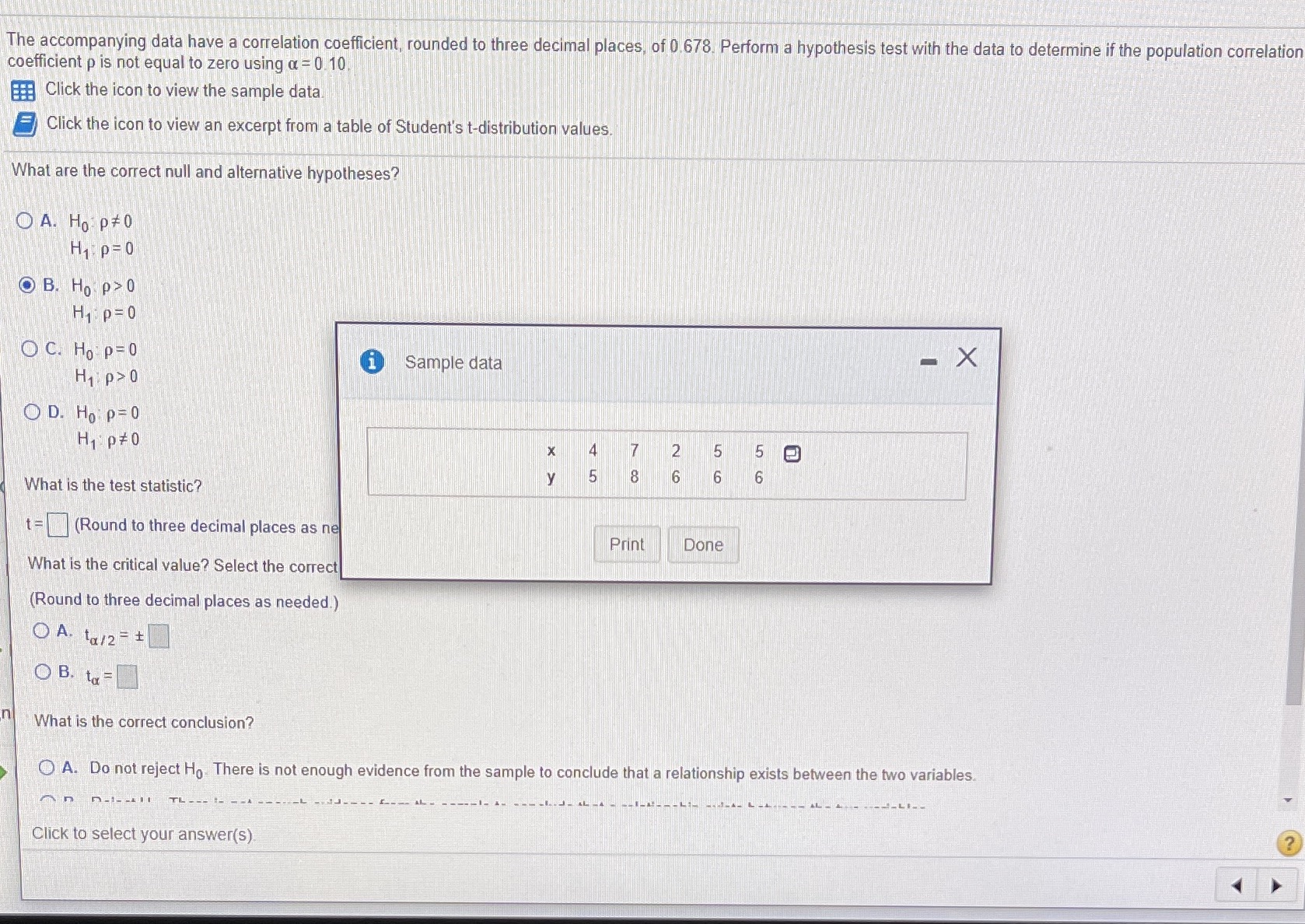 The accompanying data have a correlation coefficient, rounded to three decimal