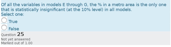 Of all the variables in models E through G, the %