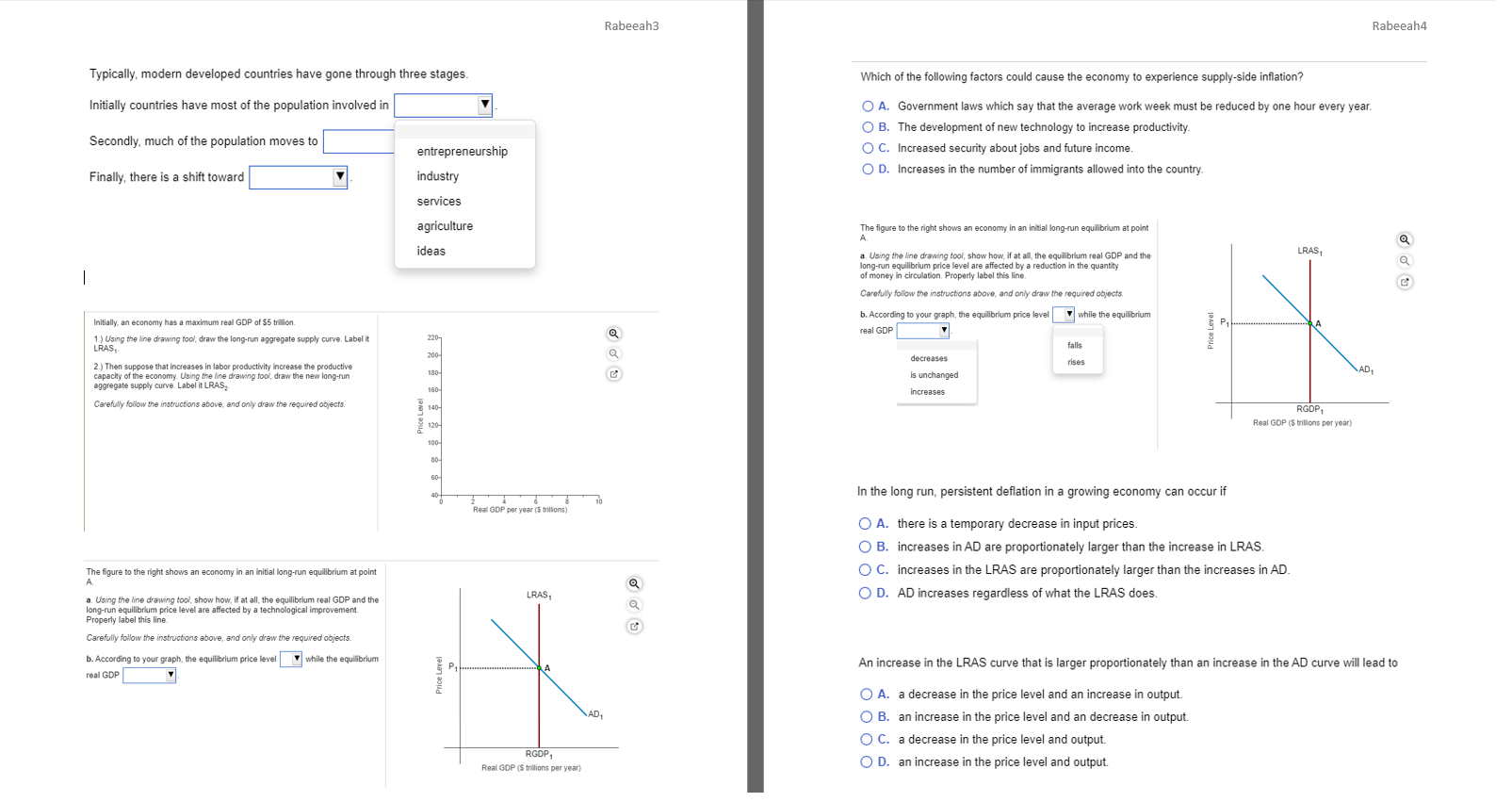 most of them are multiple choice. Rabeeah1 Rabeeah2 Given the following data: