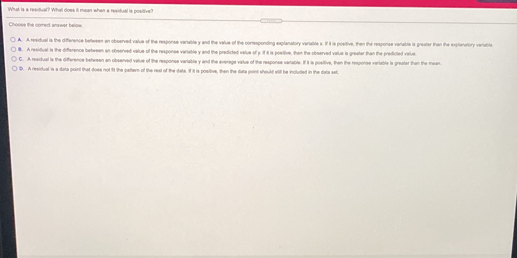 What is a residual? What does it mean when a residual