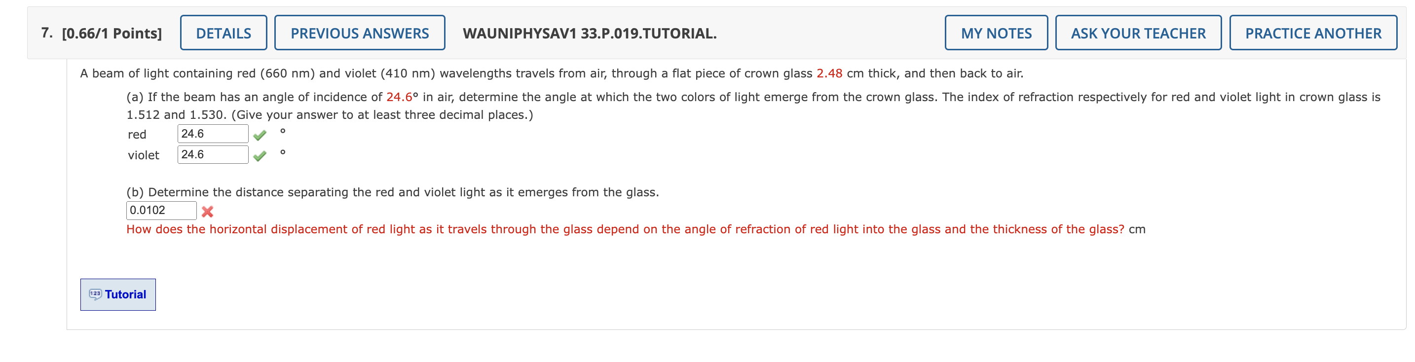 incident angle 01 is 53.40, what must be the minimum index of