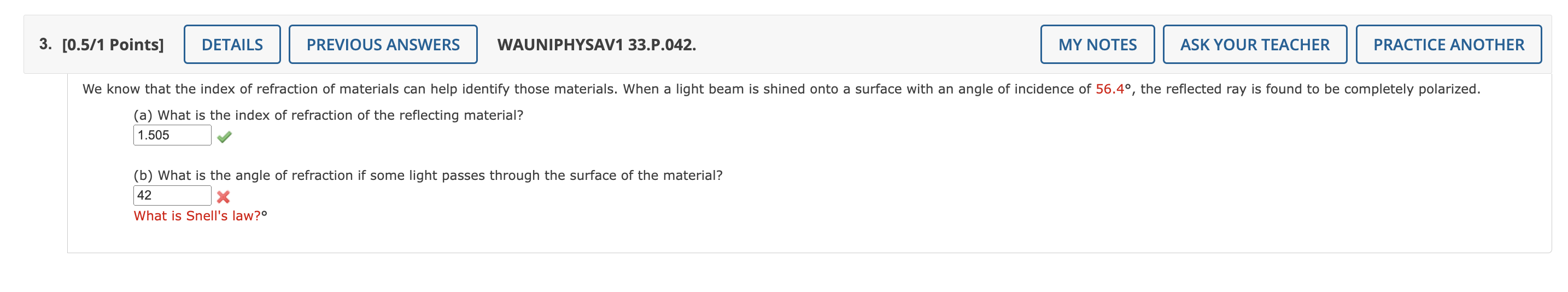 refraction of the material from which the reflector is made? 1.25 X
