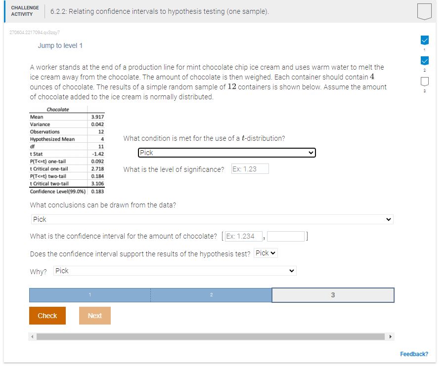  m I 5.2.2: Relating confidence intervals to hypothesis testing (one sample).