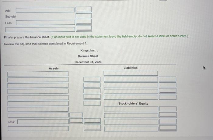 total debits and credits. Then calculate the adjusted balance of each account