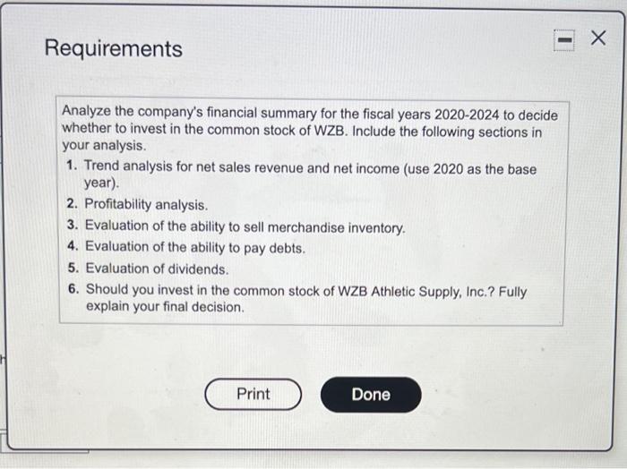  Thank you for the help! Requirements Analyze the company's financial summary