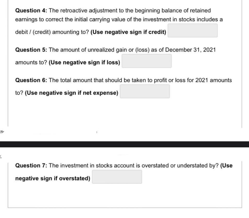 revealed the following information: Investment in Bonds Investment in Stocks Total P101,258