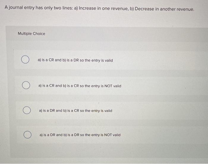 and b) is a CR so the entry is NOT valid O