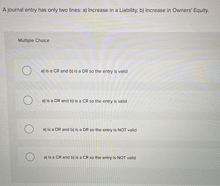 is NOT valid a) is a CR and b) is a DR
