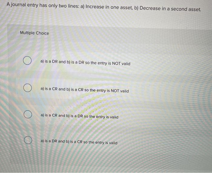 a CR so the entry is valid A journal entry has only