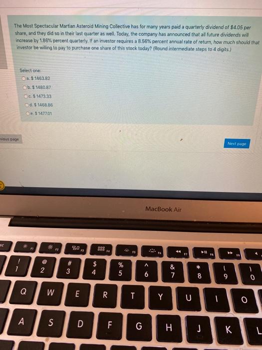 expected to be a constant 2.93%. The required return is 15.52% and