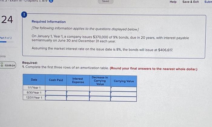  Saved Help Save & Exit Sub 24 Required information [The following