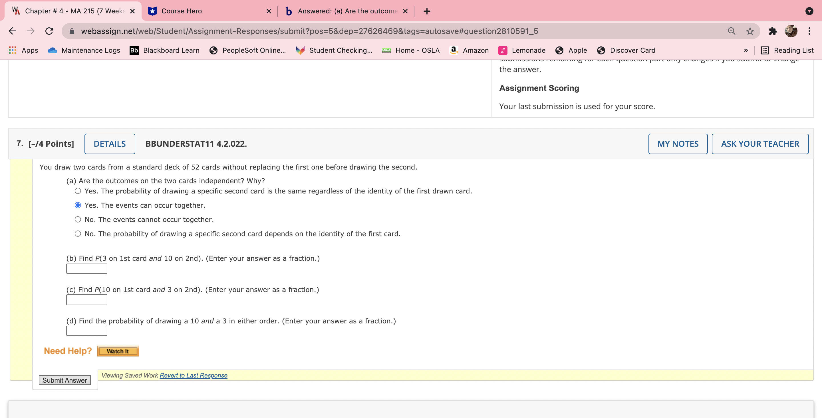  VA Chapter # 4 - MA 215 (7 Weeks X Course