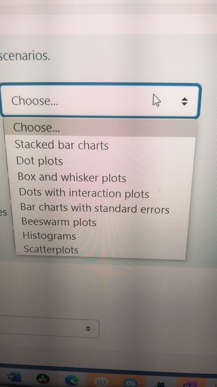 the following scenarios. Select an appropriate way to display raw data values