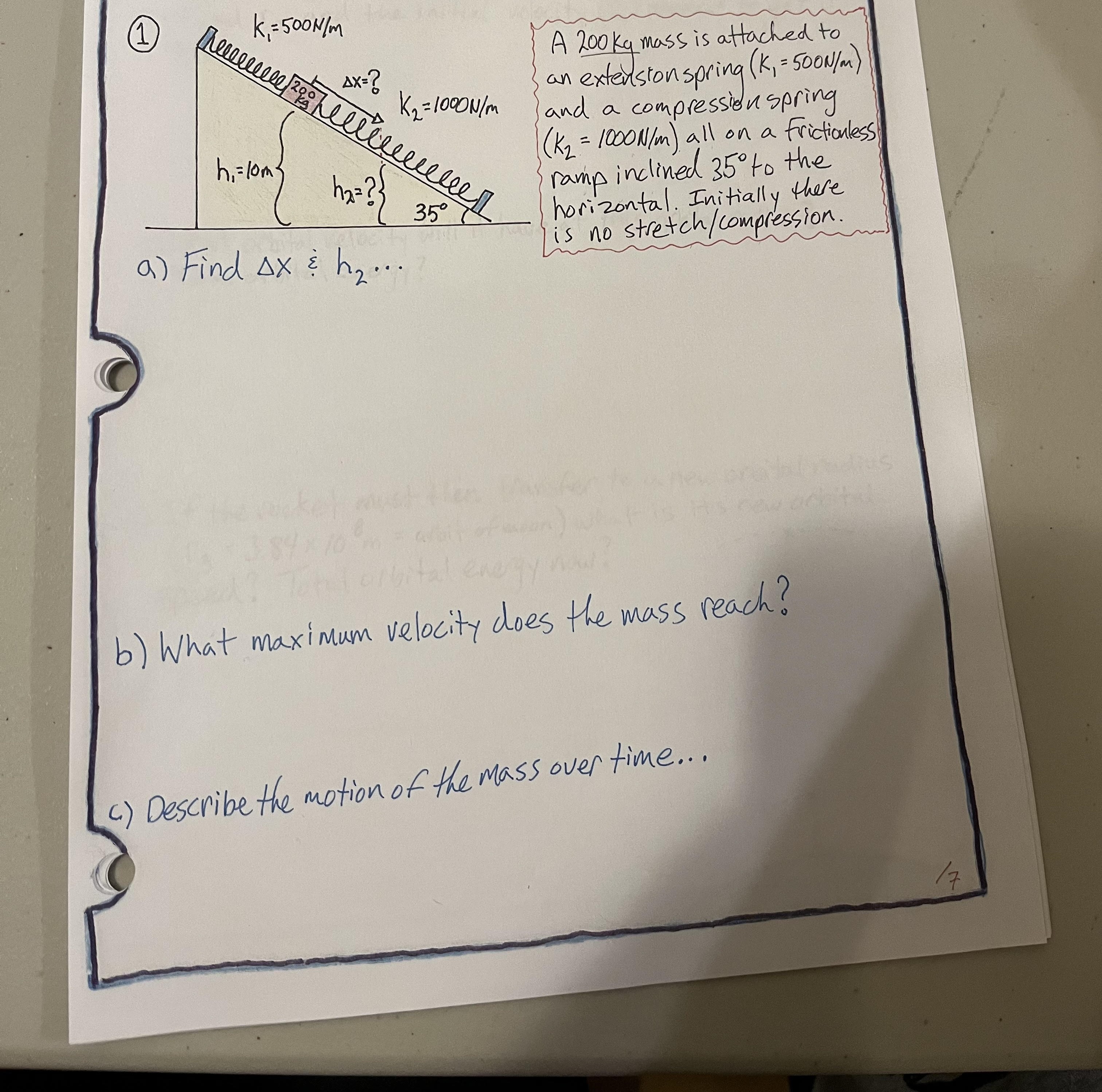 Help me with this physics word problem for the unit, Mechanical Energy.