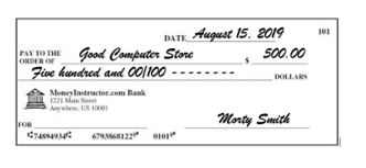 M2D1On August 2 Morty bought a computer.He wrote out the following check: