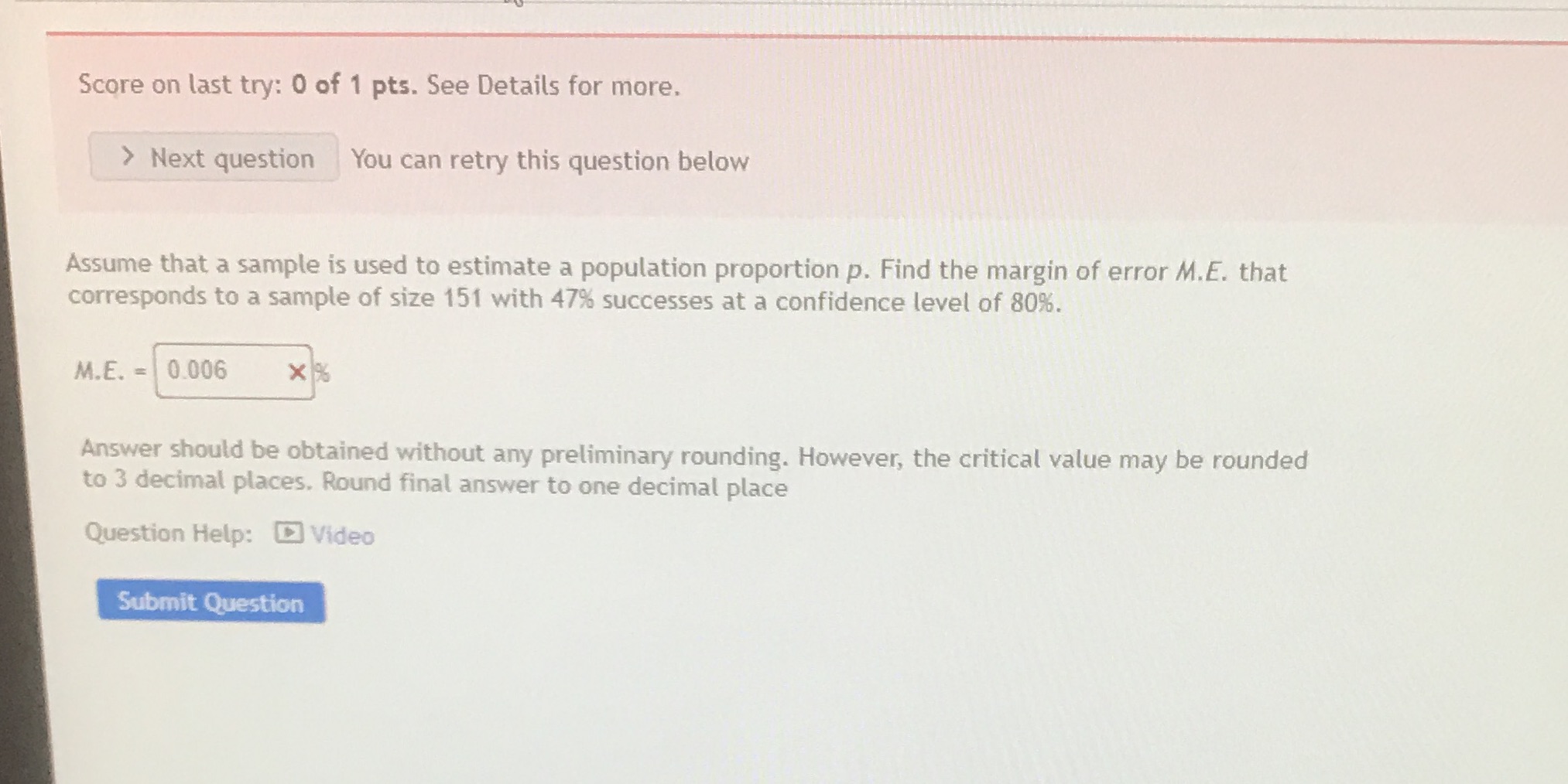 How do I respond? I got this wrong. Score on last try: