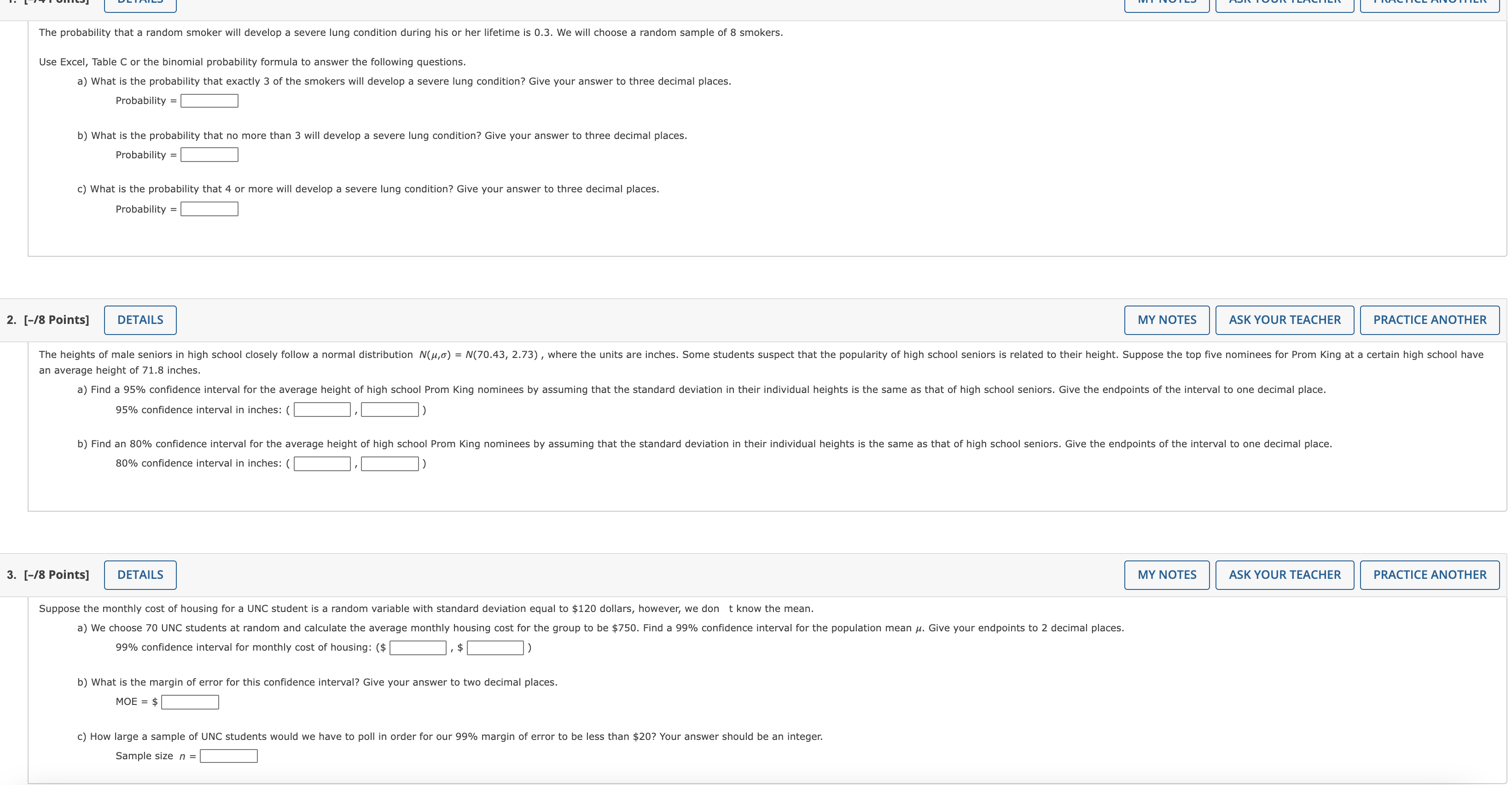  The probability that a random smoker will develop a severe lung