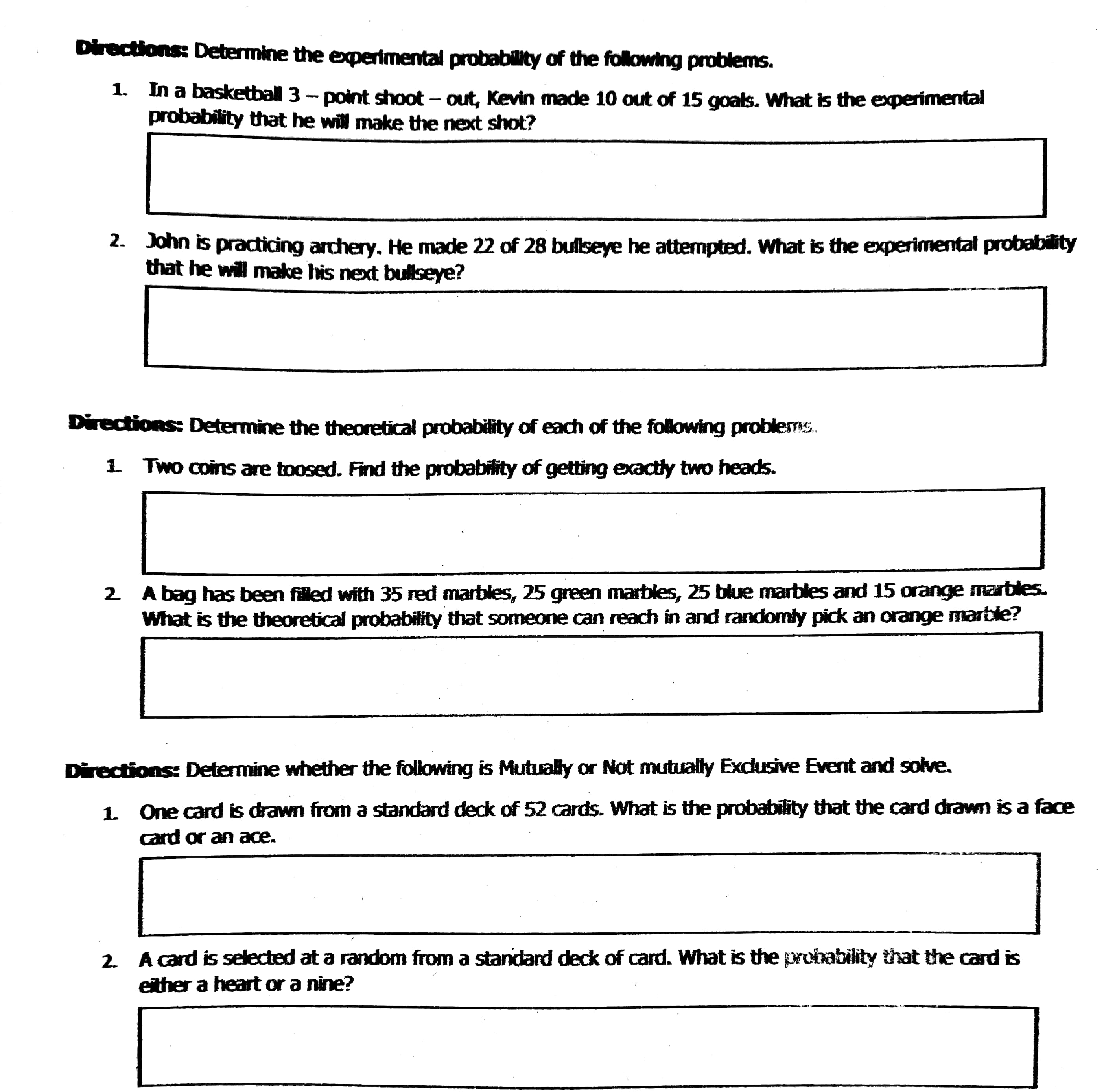 colored chocolate nips? Solutions: A. Experimental Probability of orange nips = number