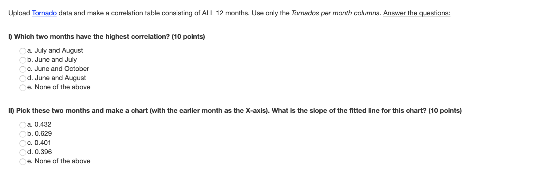  Upload Tornado data and make a correlation table consisting of ALL