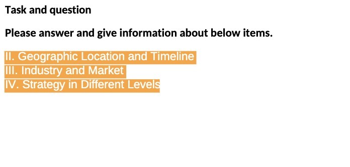 Task and question Please answer and give information about below items.