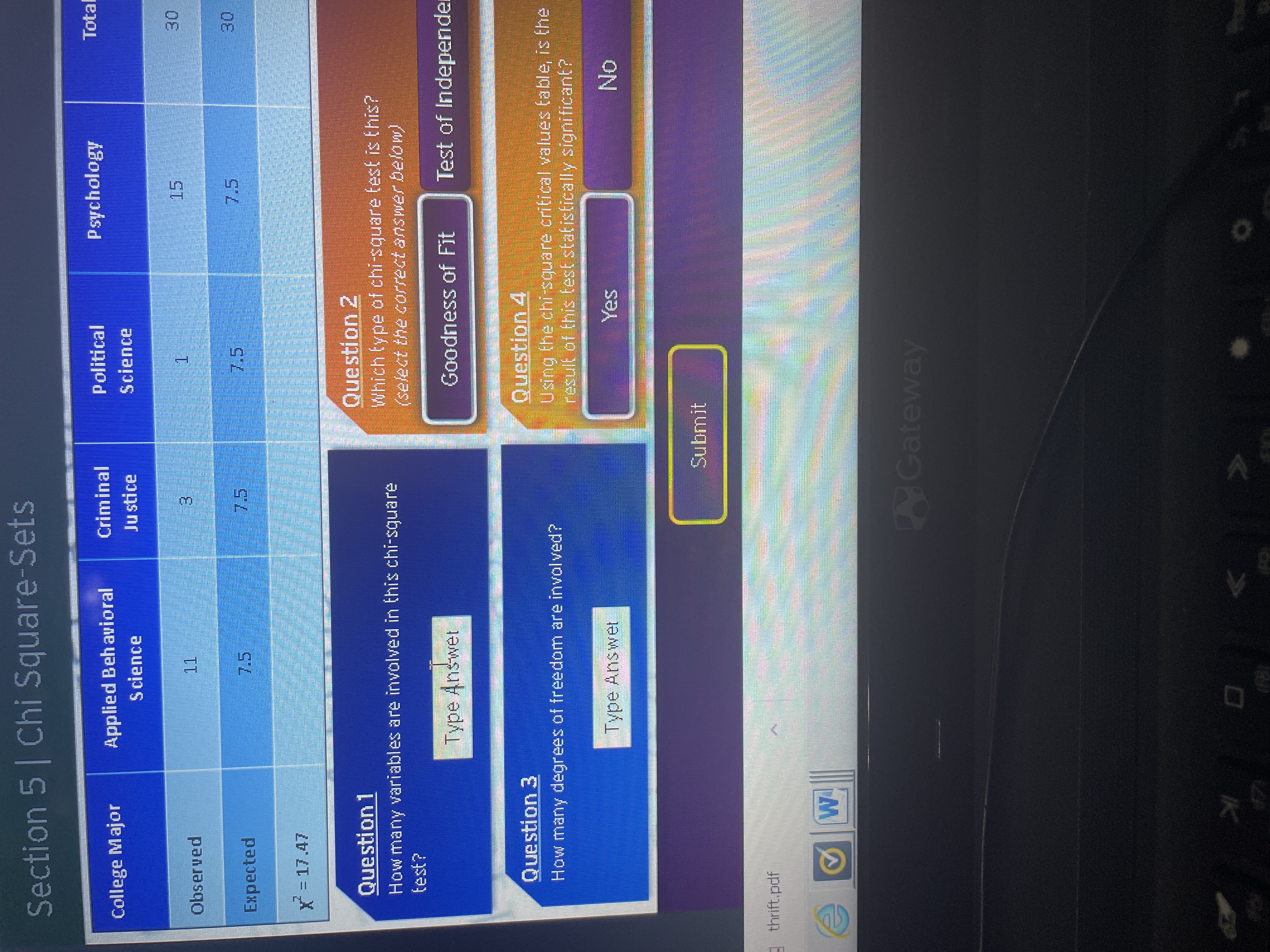 Section 5 | Chi Square-Sets College Major Applied Behavioral Criminal Political