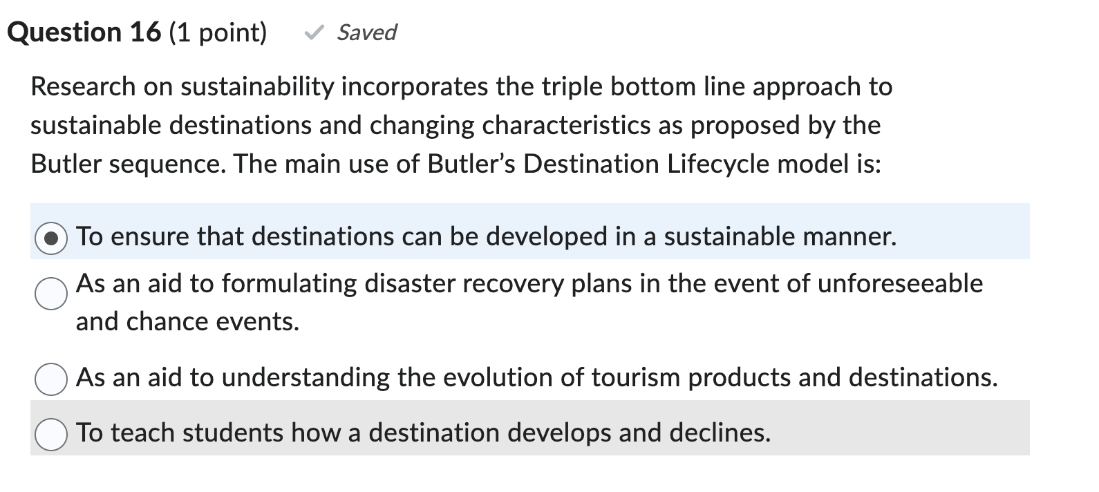 perceptions of responsibility to impacts including climate change. 0 Developing quantitative sustainability