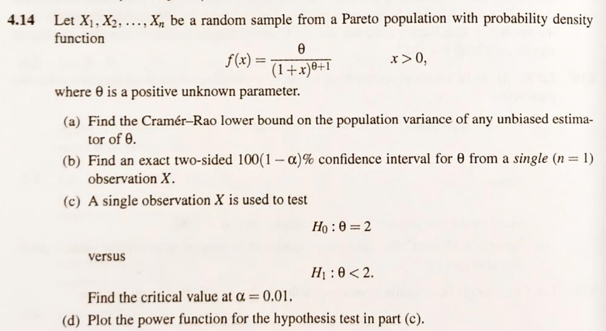  4.14 Let X1, X2, ..., Xn be a random sample from