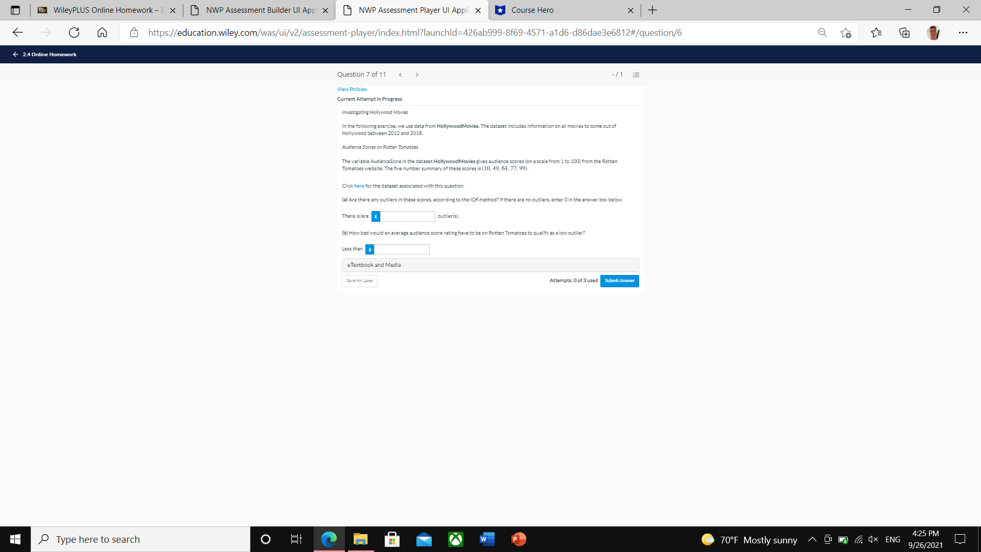  Bb WileyPLUS Online Homework - E X NWP Assessment Builder UI