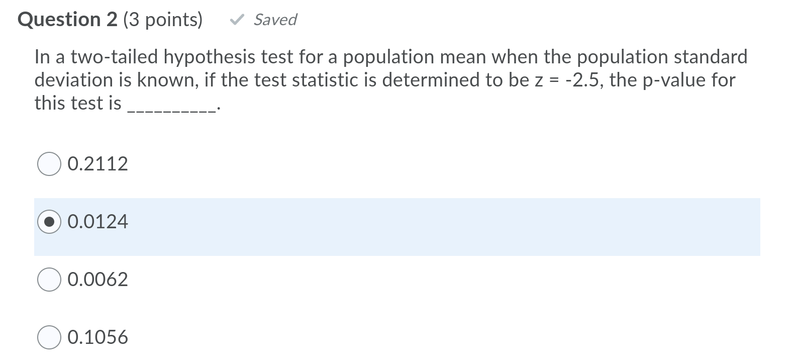 a population mean when the population standard deviation is known, at the
