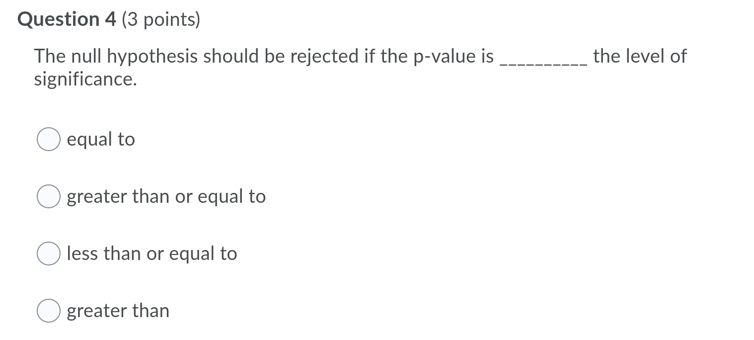 2 (3 points) J Saved In a two-tailed hypothesis test for a