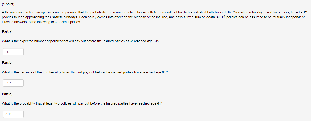 Problem 3 Part c:Identify n, p and x. Show how to use