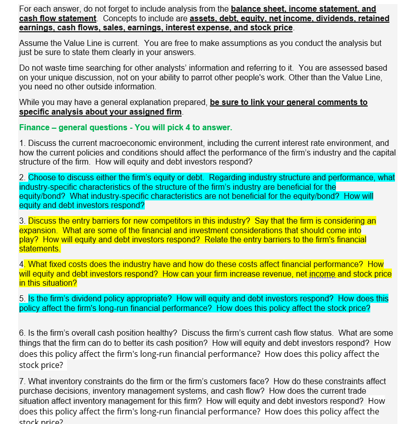  For each answer, do not forget to include analysis from the