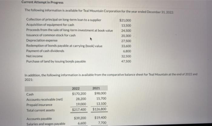  Current Attempt in Progress The following information is available for Teal