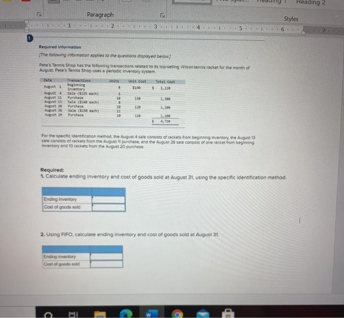  Heading 2 19 Paragraph Styles 12 3 4 . 56 D